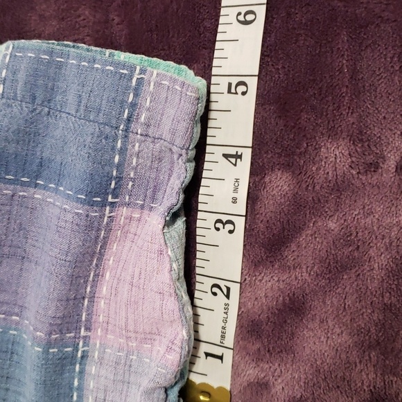 Keren Hart. Teal/Blue/Purple/Pink Plaid; Button up; Short Sleeve Top Size XL EUC - Picture 10 of 15